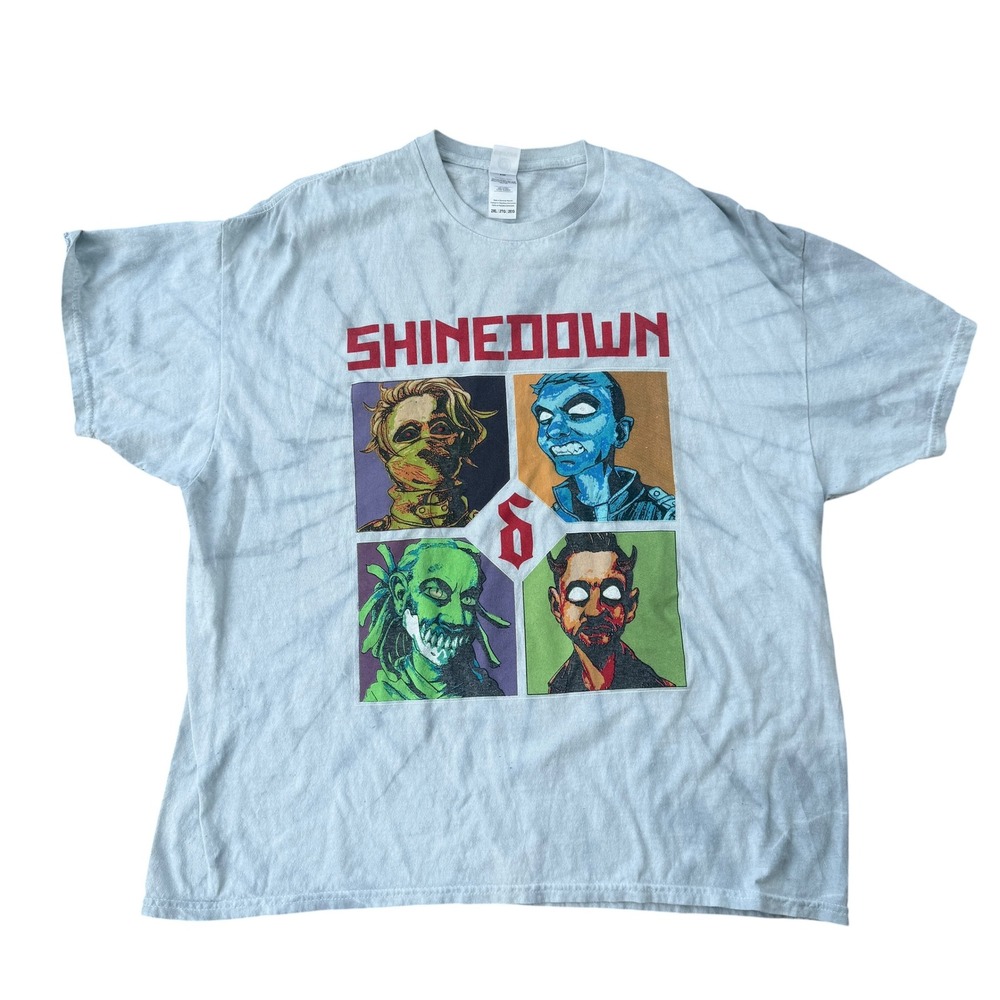 Shinedown My Monsters Are Real Tour Shirt Men 2XL Tie-Dye Double Sided Blue